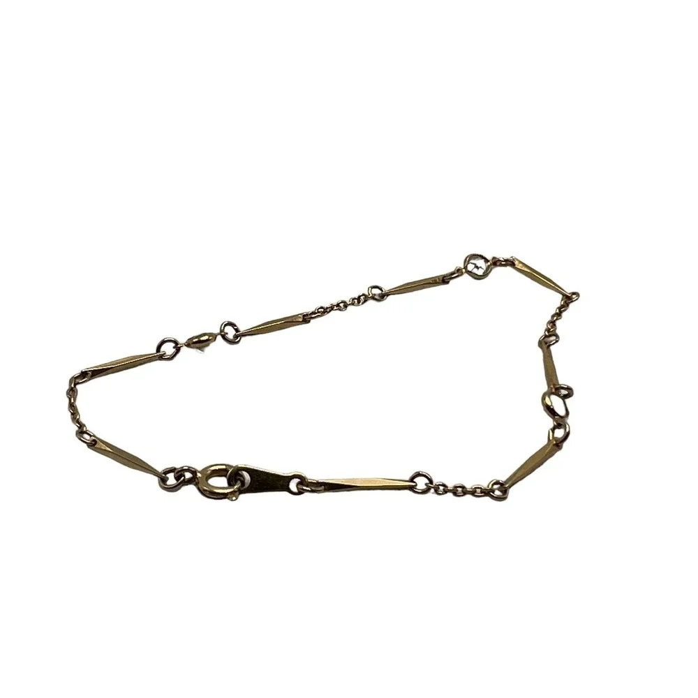 Vintage Avon Bar Chain Bracelet with‎ Crystal Stations